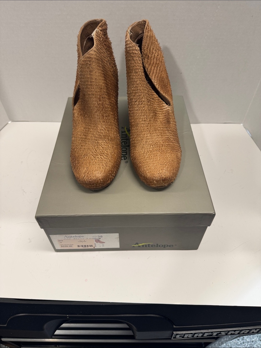 Antelope Brown Textured Cutout Ankle Booties